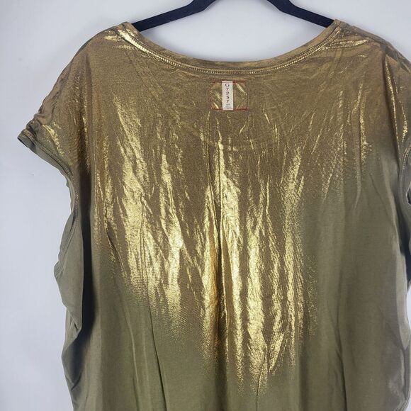 Revolve Gypsy 05 Top M Womens Gold Shimmer Cap Sleeve Pullover Top - Picture 9 of 12